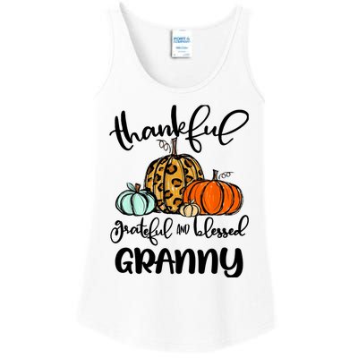 Thankful Grateful Blessed Granny Pumpkin Fall Thanksgiving Ladies Essential Tank