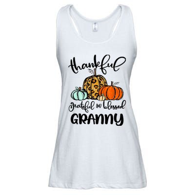 Thankful Grateful Blessed Granny Pumpkin Fall Thanksgiving Ladies Essential Flowy Tank