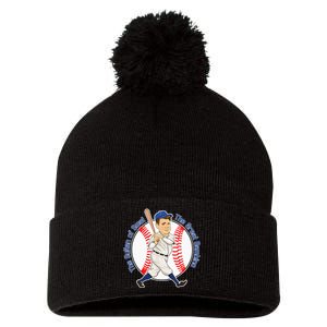 The Great Bambino Baseball Home Run Hitter Pom Pom 12in Knit Beanie