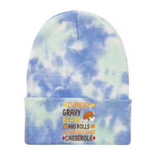 Turkey Gravy Beans And Rolls Let Me See That Casserole Funny Thanksgiving Tie Dye 12in Knit Beanie