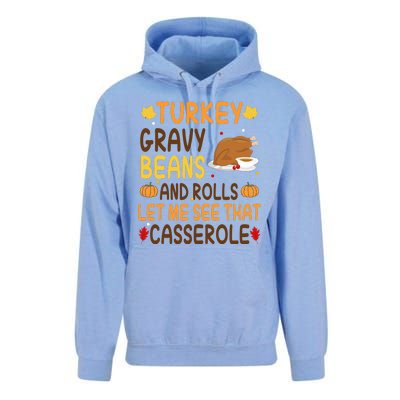 Turkey Gravy Beans And Rolls Let Me See That Casserole Funny Thanksgiving Unisex Surf Hoodie