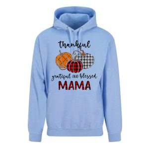 Thankful Grateful Blessed Mama Plaid Thanksgiving Unisex Surf Hoodie