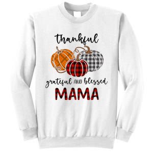 Thankful Grateful Blessed Mama Plaid Thanksgiving Sweatshirt