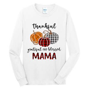 Thankful Grateful Blessed Mama Plaid Thanksgiving Tall Long Sleeve T-Shirt