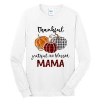 Thankful Grateful Blessed Mama Plaid Thanksgiving Tall Long Sleeve T-Shirt