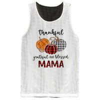 Thankful Grateful Blessed Mama Plaid Thanksgiving Mesh Reversible Basketball Jersey Tank