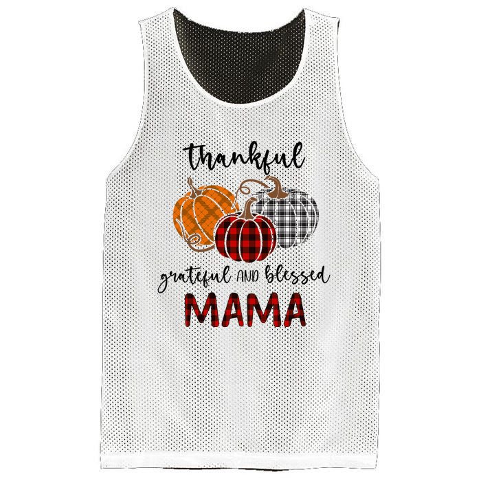 Thankful Grateful Blessed Mama Plaid Thanksgiving Mesh Reversible Basketball Jersey Tank