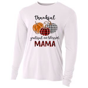 Thankful Grateful Blessed Mama Plaid Thanksgiving Cooling Performance Long Sleeve Crew