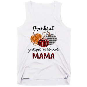 Thankful Grateful Blessed Mama Plaid Thanksgiving Tank Top