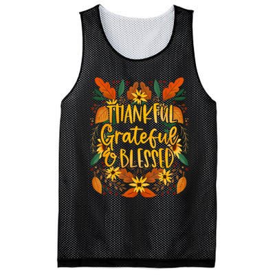 Thankful Grateful Blessed Fall Thanksgiving Mesh Reversible Basketball Jersey Tank