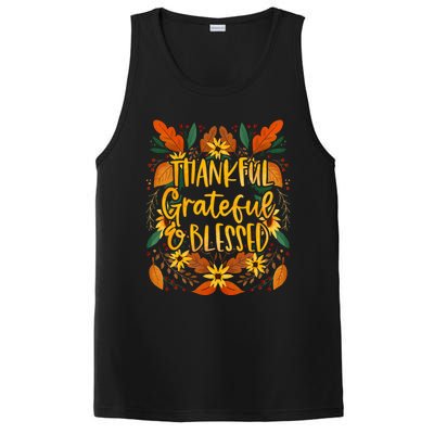 Thankful Grateful Blessed Fall Thanksgiving PosiCharge Competitor Tank