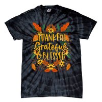 Thankful Grateful Blessed Fall Thanksgiving Tie-Dye T-Shirt