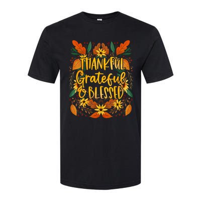 Thankful Grateful Blessed Fall Thanksgiving Softstyle CVC T-Shirt