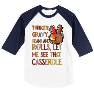 Turkey Gravy Beans And Rolls Let Me See That Casserole  Baseball Sleeve Shirt