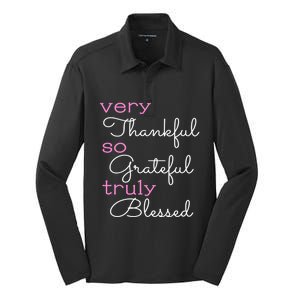 Thankful Grateful Blessed Positivity Motivational Christian Funny Gift Silk Touch Performance Long Sleeve Polo