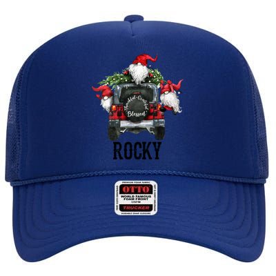 Thankful Grateful Blessed Rocky Grandpa Gift High Crown Mesh Back Trucker Hat