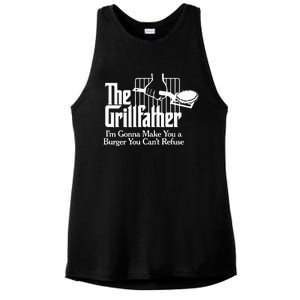 The Grillfather Bbq Grilling Burger Ladies PosiCharge Tri-Blend Wicking Tank