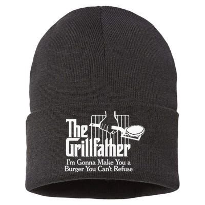 The Grillfather Bbq Grilling Burger Sustainable Knit Beanie