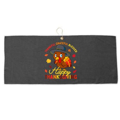 Thankful Grateful Blessed Thanksgiving Turkey Large Microfiber Waffle Golf Towel