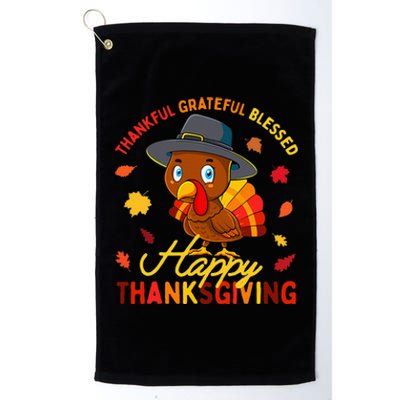 Thankful Grateful Blessed Thanksgiving Turkey Platinum Collection Golf Towel