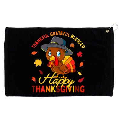 Thankful Grateful Blessed Thanksgiving Turkey Grommeted Golf Towel