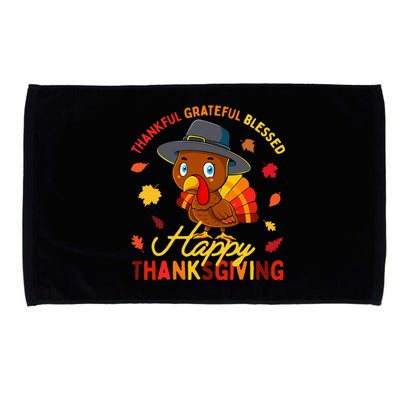 Thankful Grateful Blessed Thanksgiving Turkey Microfiber Hand Towel