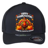 Thankful Grateful Blessed Happy Thanksgiving Turkey Women Flexfit Unipanel Trucker Cap