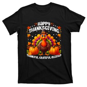 Thankful Grateful Blessed Happy Thanksgiving Turkey Women T-Shirt