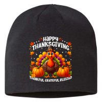 Thankful Grateful Blessed Happy Thanksgiving Turkey Women Sustainable Beanie