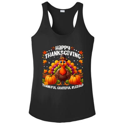 Thankful Grateful Blessed Happy Thanksgiving Turkey Women Ladies PosiCharge Competitor Racerback Tank