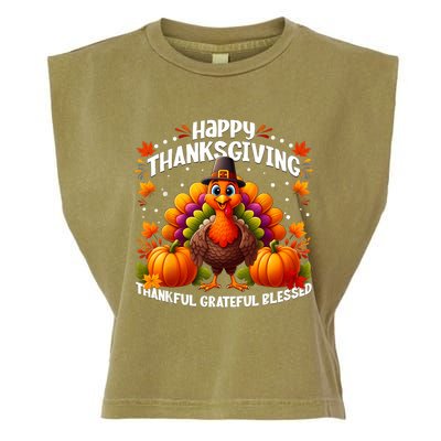 Thankful Grateful Blessed Happy Thanksgiving Turkey Women Garment-Dyed Women's Muscle Tee