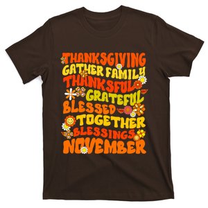 Thankful Grateful Blessed Leopard Pumpkin Fall Thanksgiving T-Shirt