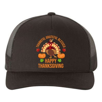 Thankful Grateful Blessed Happy Thanksgiving Quote Yupoong Adult 5-Panel Trucker Hat