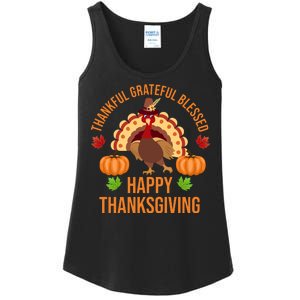 Thankful Grateful Blessed Happy Thanksgiving Quote Ladies Essential Tank