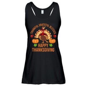 Thankful Grateful Blessed Happy Thanksgiving Quote Ladies Essential Flowy Tank