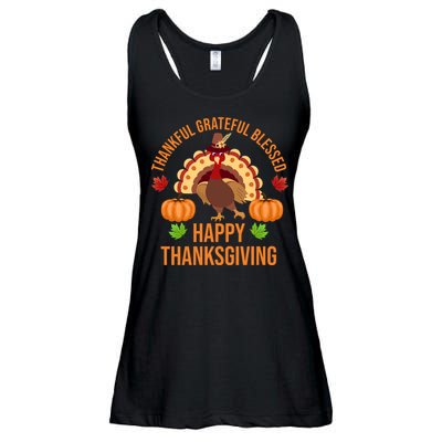 Thankful Grateful Blessed Happy Thanksgiving Quote Ladies Essential Flowy Tank