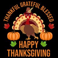 Thankful Grateful Blessed Happy Thanksgiving Quote Flatbill Hat