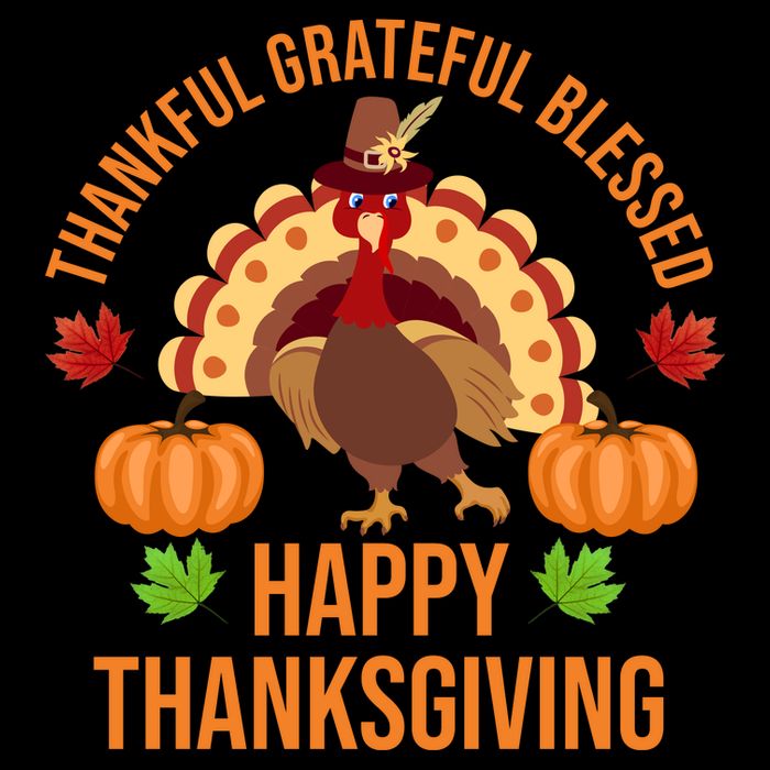 Thankful Grateful Blessed Happy Thanksgiving Quote Flatbill Hat