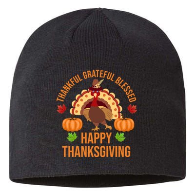 Thankful Grateful Blessed Happy Thanksgiving Quote Sustainable Beanie