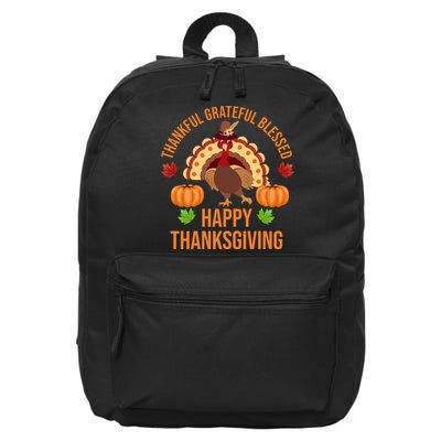 Thankful Grateful Blessed Happy Thanksgiving Quote 16 in Basic Backpack