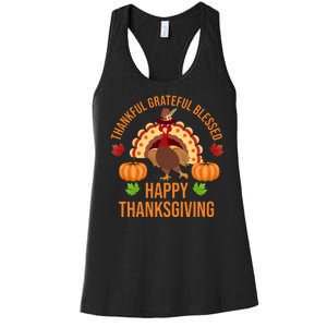 Thankful Grateful Blessed Happy Thanksgiving Quote Women's Racerback Tank