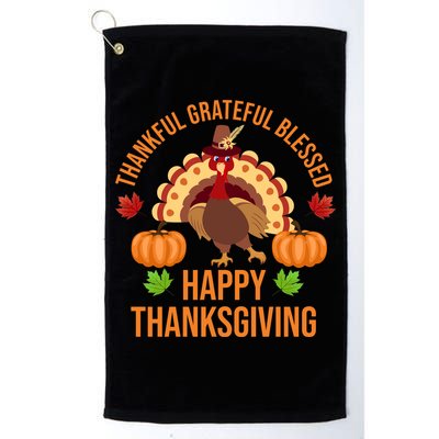 Thankful Grateful Blessed Happy Thanksgiving Quote Golf Towel