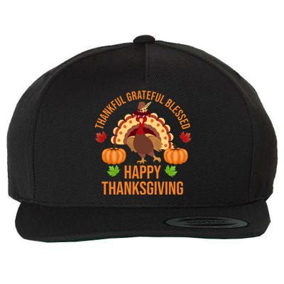 Thankful Grateful Blessed Happy Thanksgiving Quote Wool Snapback Cap