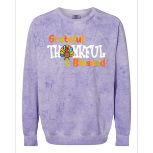 Thankful Grateful Blessed Thanksgiving Turkey Girls Colorblast Crewneck Sweatshirt