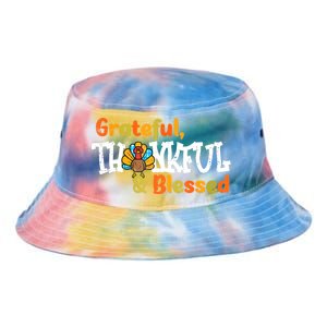 Thankful Grateful Blessed Thanksgiving Turkey Girls Tie Dye Newport Bucket Hat