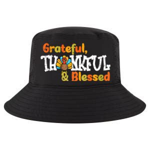 Thankful Grateful Blessed Thanksgiving Turkey Girls Cool Comfort Performance Bucket Hat