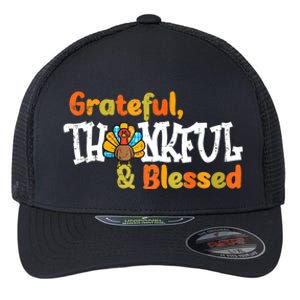 Thankful Grateful Blessed Thanksgiving Turkey Girls Flexfit Unipanel Trucker Cap