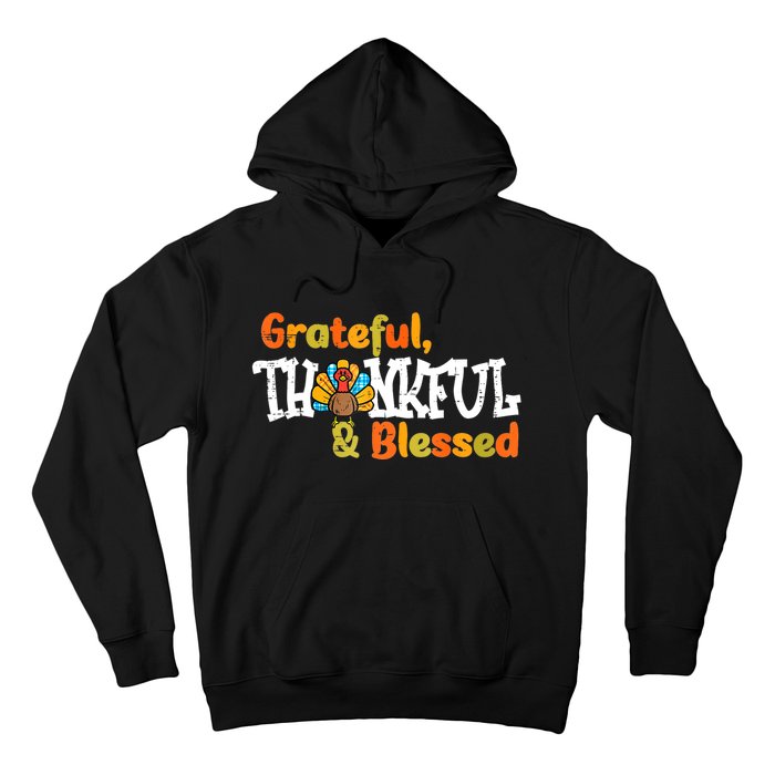 Thankful Grateful Blessed Thanksgiving Turkey Girls Hoodie