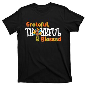 Thankful Grateful Blessed Thanksgiving Turkey Girls T-Shirt