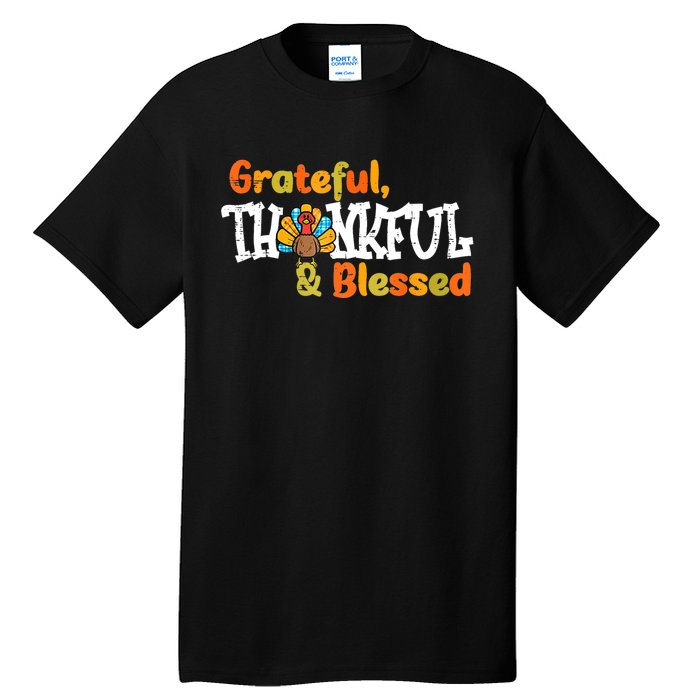 Thankful Grateful Blessed Thanksgiving Turkey Girls Tall T-Shirt